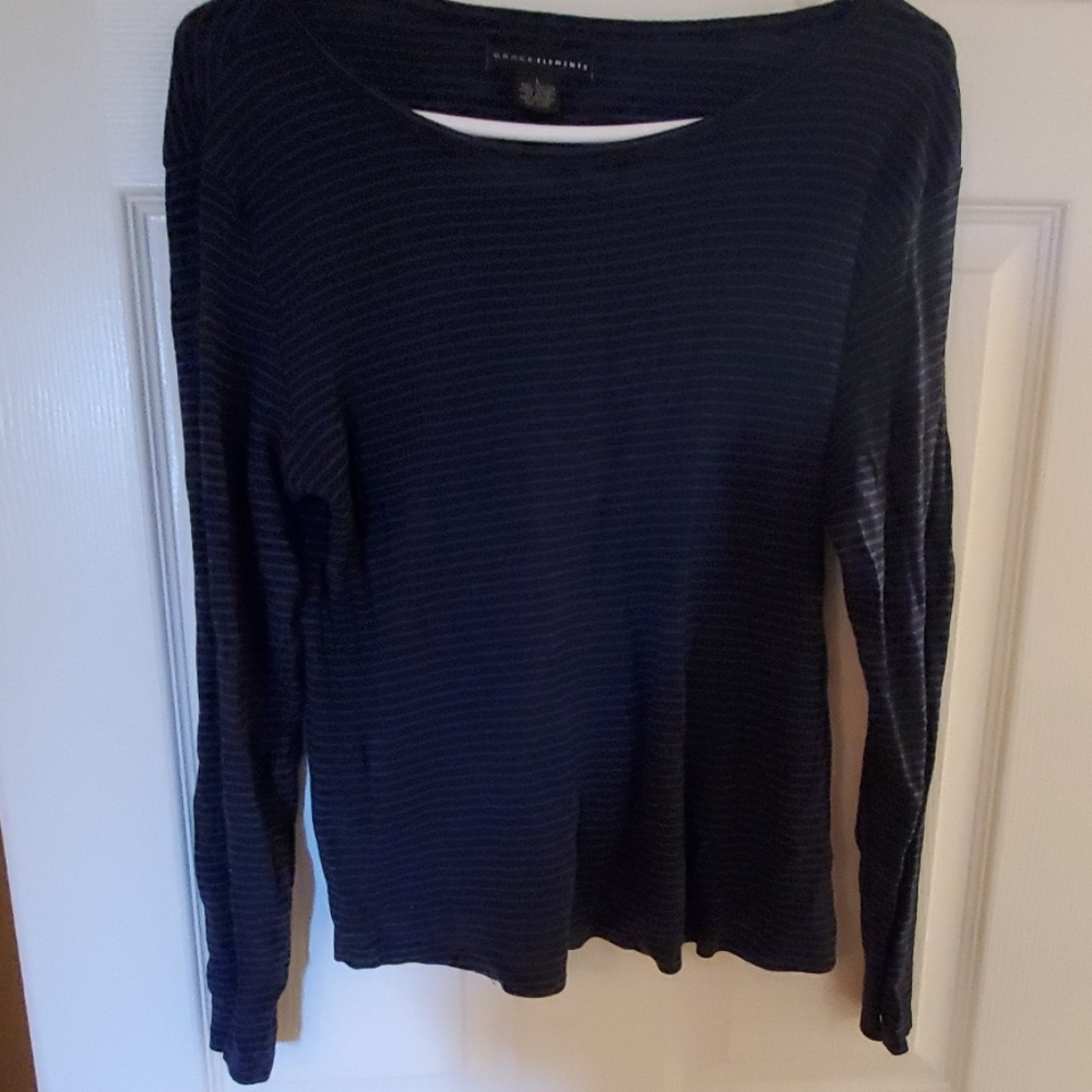 Blue and Black Striped Top Size Large